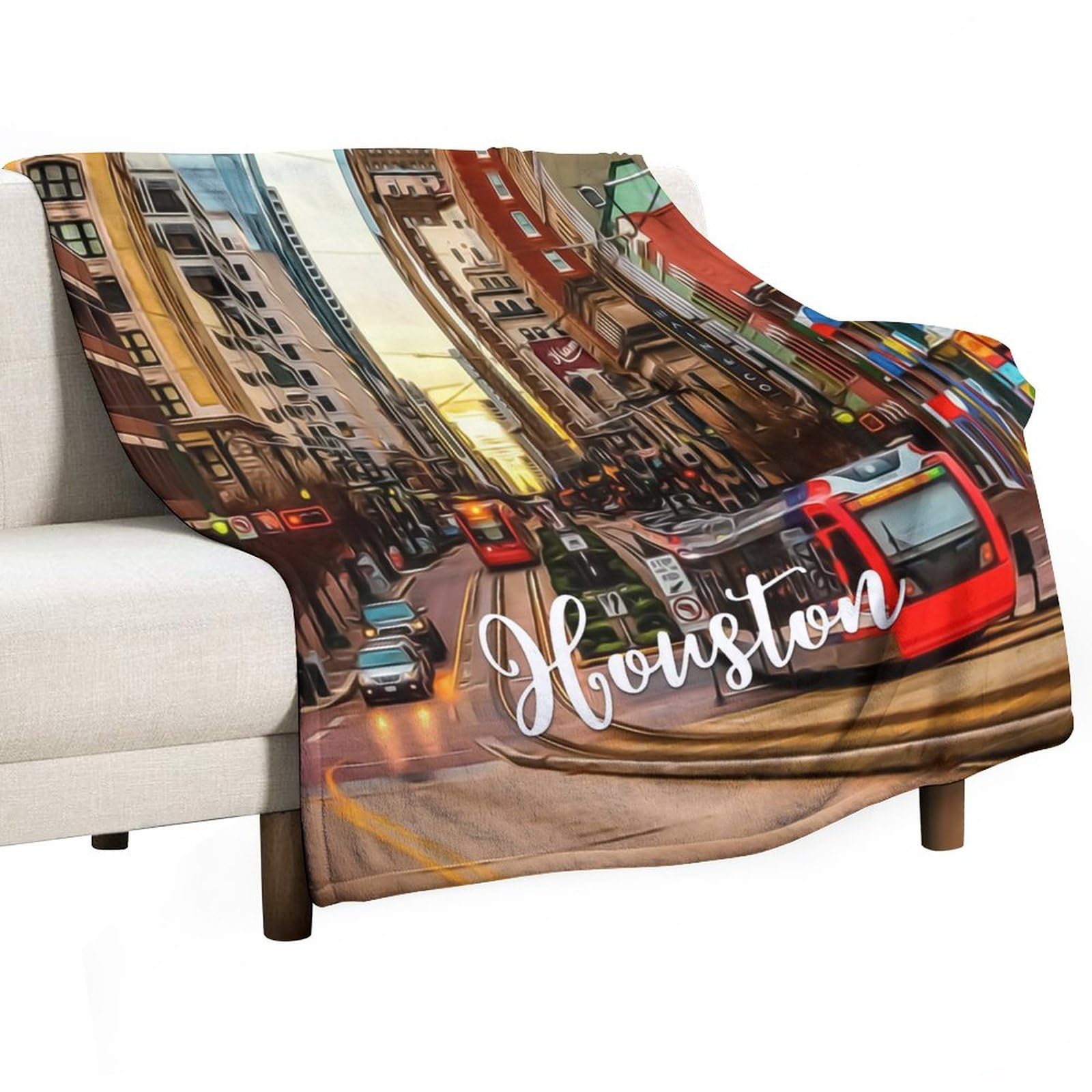 Couverture Houston paysage urbain contemporain en tissu pelucheux
