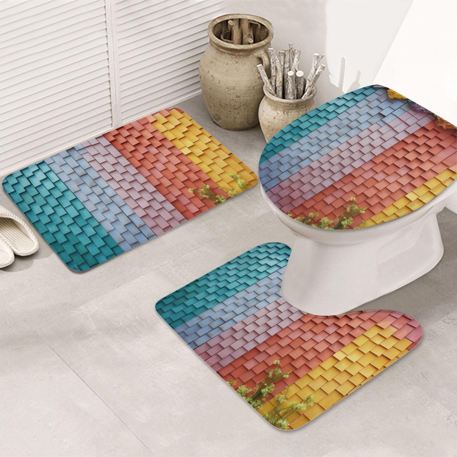 Tapis de bain colorés pour réveiller la décoration d'une salle de bain moderne
