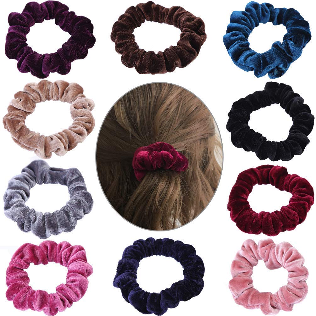 FAMEZA 10 Pcs Hair Ties Velvet Scrunchies, Elastic Flannelette Hair Bands Scrunchy Hair Ropes Women Hair Accessories 4