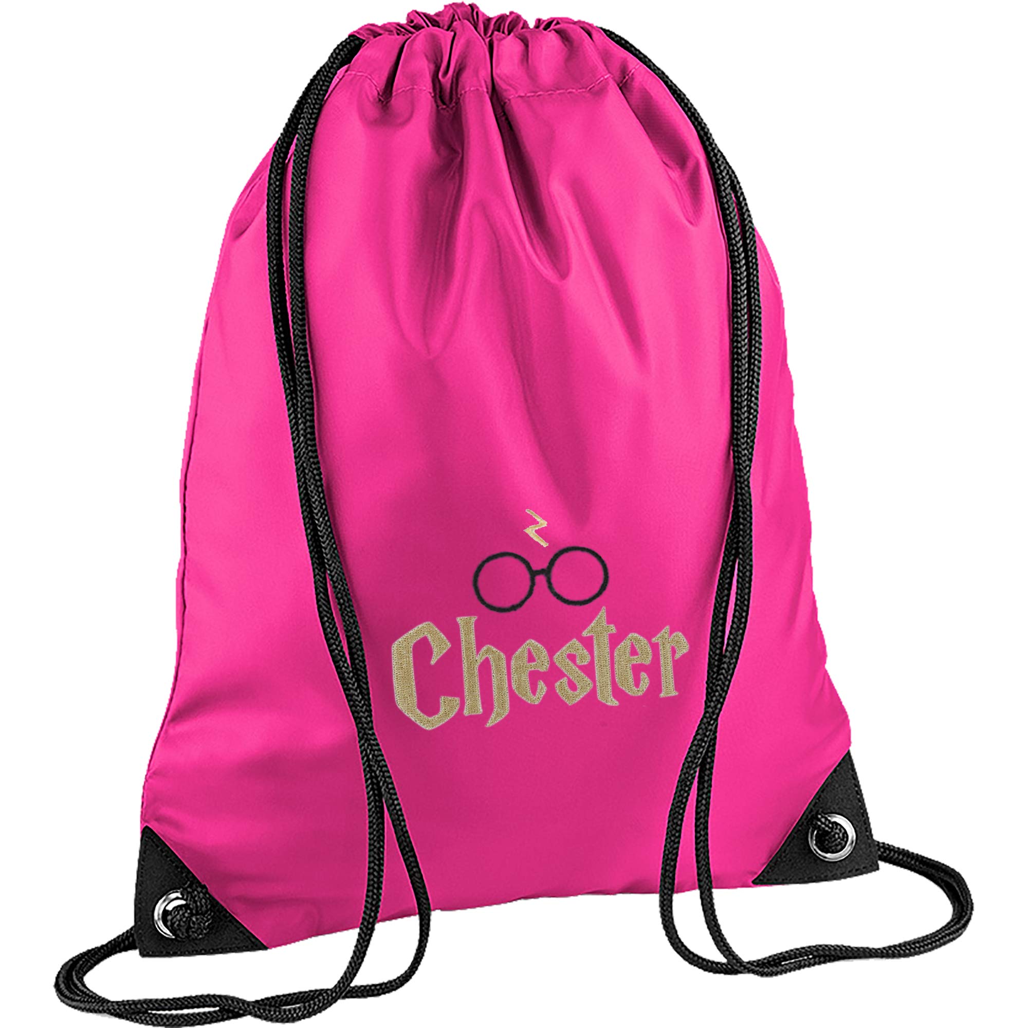 Teddyts Pink Personalised Wizard School Sports Pe Drawstring Gym & Swimming Bag (Pink)