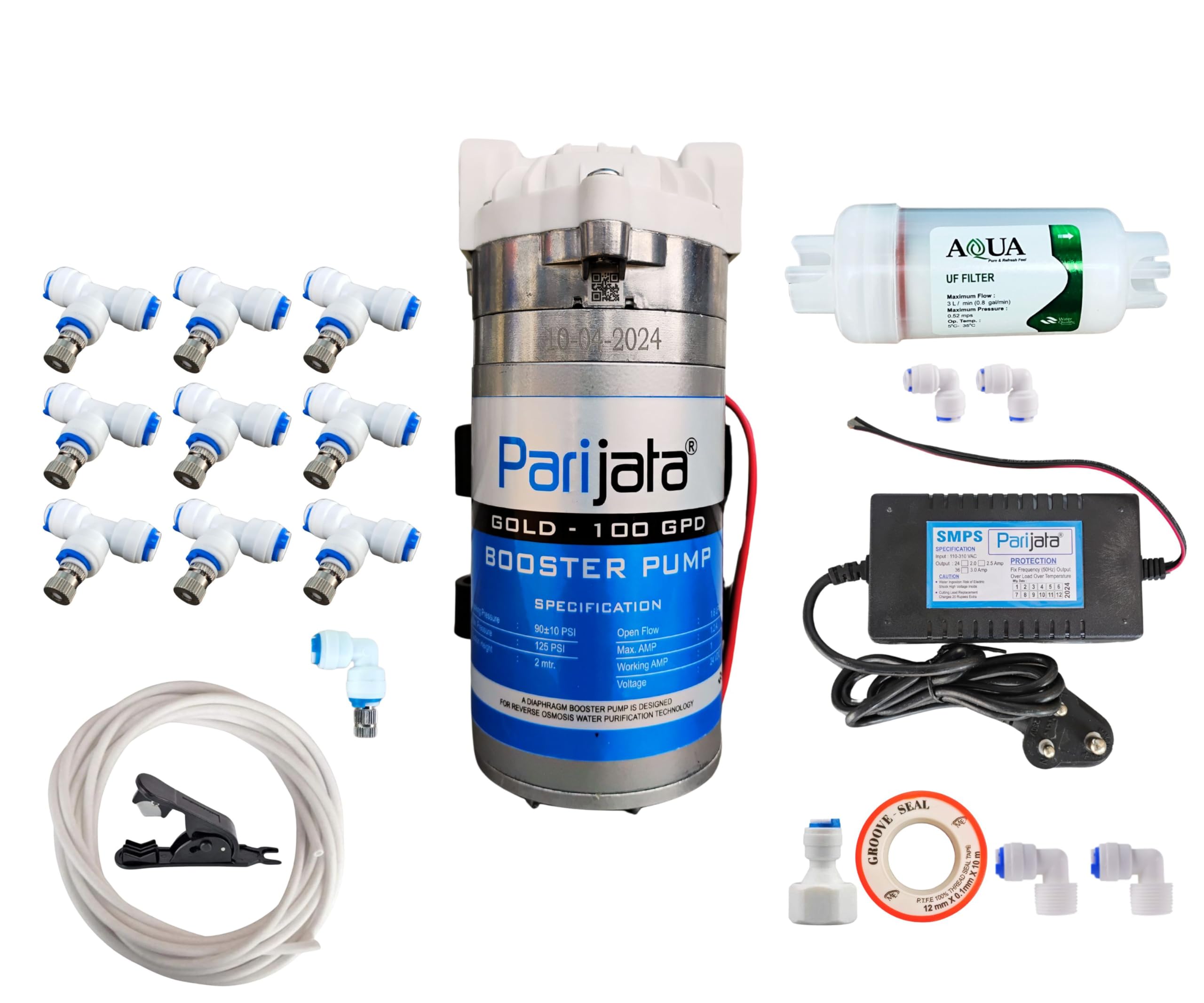 PARIJATA Misting System Kit with Nozzles, Mist Pump, smps, Pipe 15mtr, Connectors etc. for Terrace/Balcony/Garden Cooling/Animal husbandry/Hydroponics/fish farming (Nozzle Distance 1.4mtr)