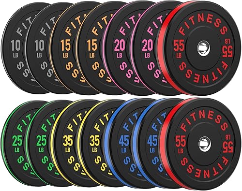 Miniatura 59 de Discos de peso olímpicos de 2 pulgadas y caucho para barras, discos para gimnasio en casa, entrenamiento de fuerza y levantamiento de pesas, 10 a