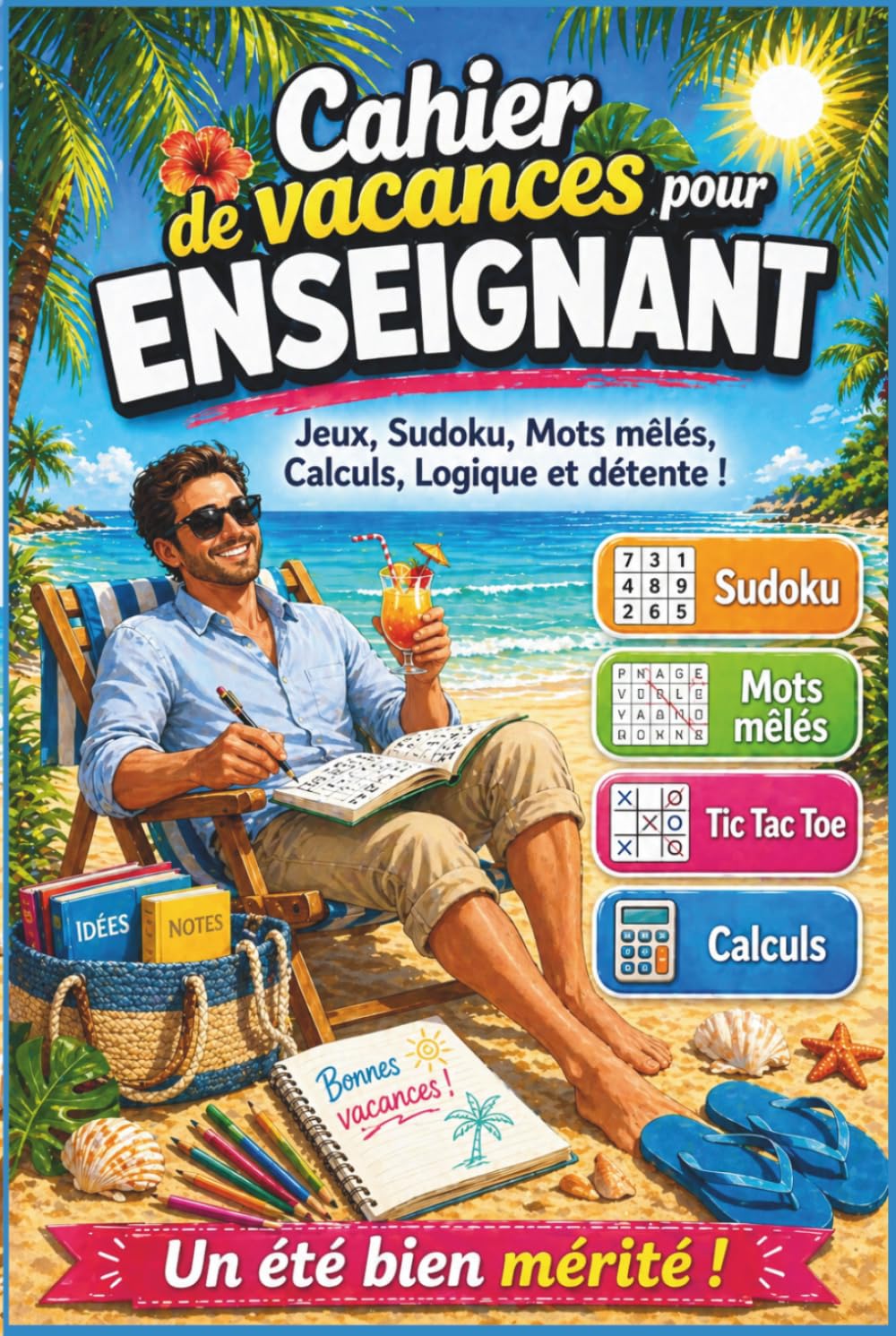Cadeau Enseignant en Français – Cahier de vacances pour enseignant: Un cadeau de remerciement original et personnalisé – Des jeux malins pour se détendre et profiter pleinement de l’été
