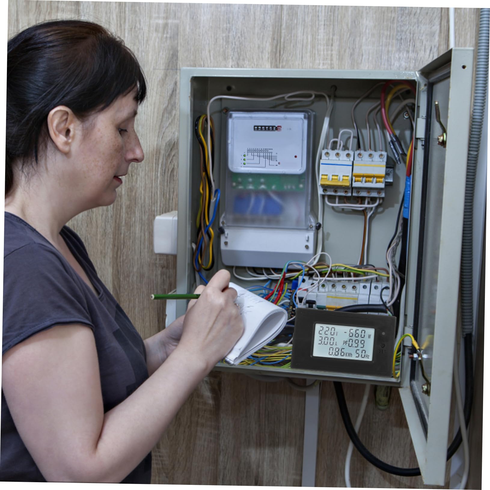 Hemobllo 3pezzi Contatore Energetico Digitale Lcd Per Casa Misuratore Di Tensione e Monitoraggio Consumo Energetico Reale Facile Installazione e Uso