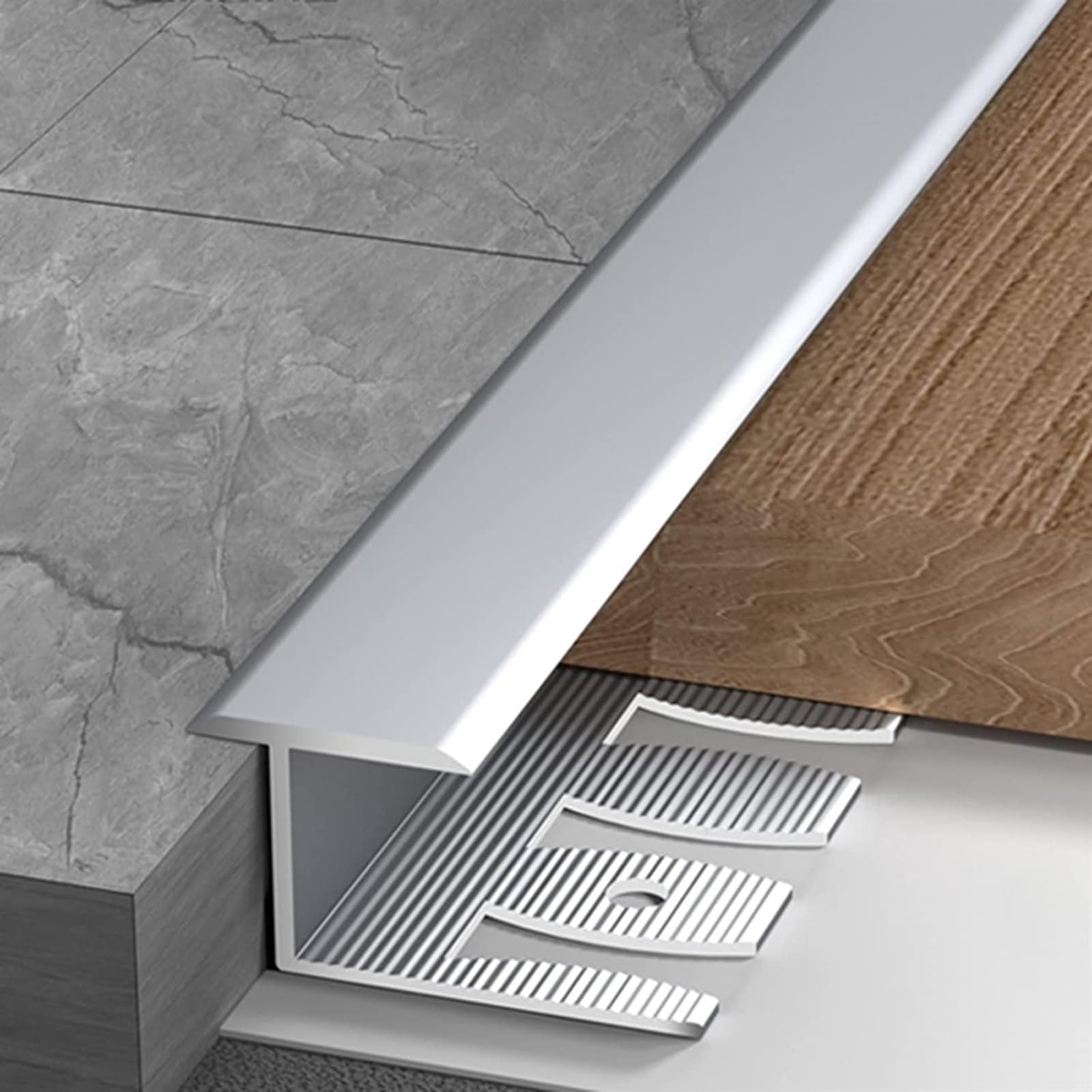Profilo di Transizione, Striscia di Soglia, Laminato su pavimento in legno duro for moquette, decorazione del bordo della moquette, copertura impermeabile del bordo della porta(Silver)