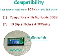 Vista 4 de 2 for 10 Dip Switch Multicode Gate Door Opener Remote,Replacement for Multi-Code Garage Door Opener Remote Transmitter 3089 MCS308911 3060