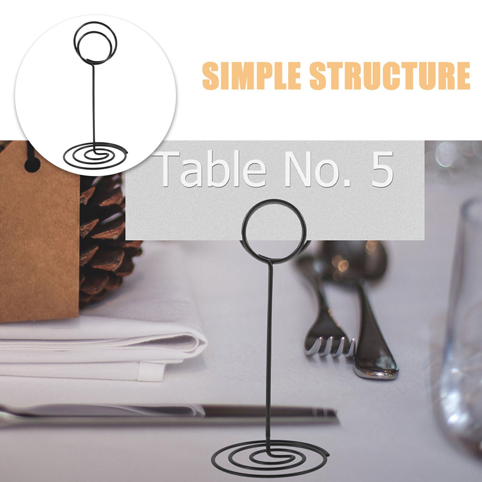Porte-carte de Table 4 Pièces en Fer Noir pour Réunions