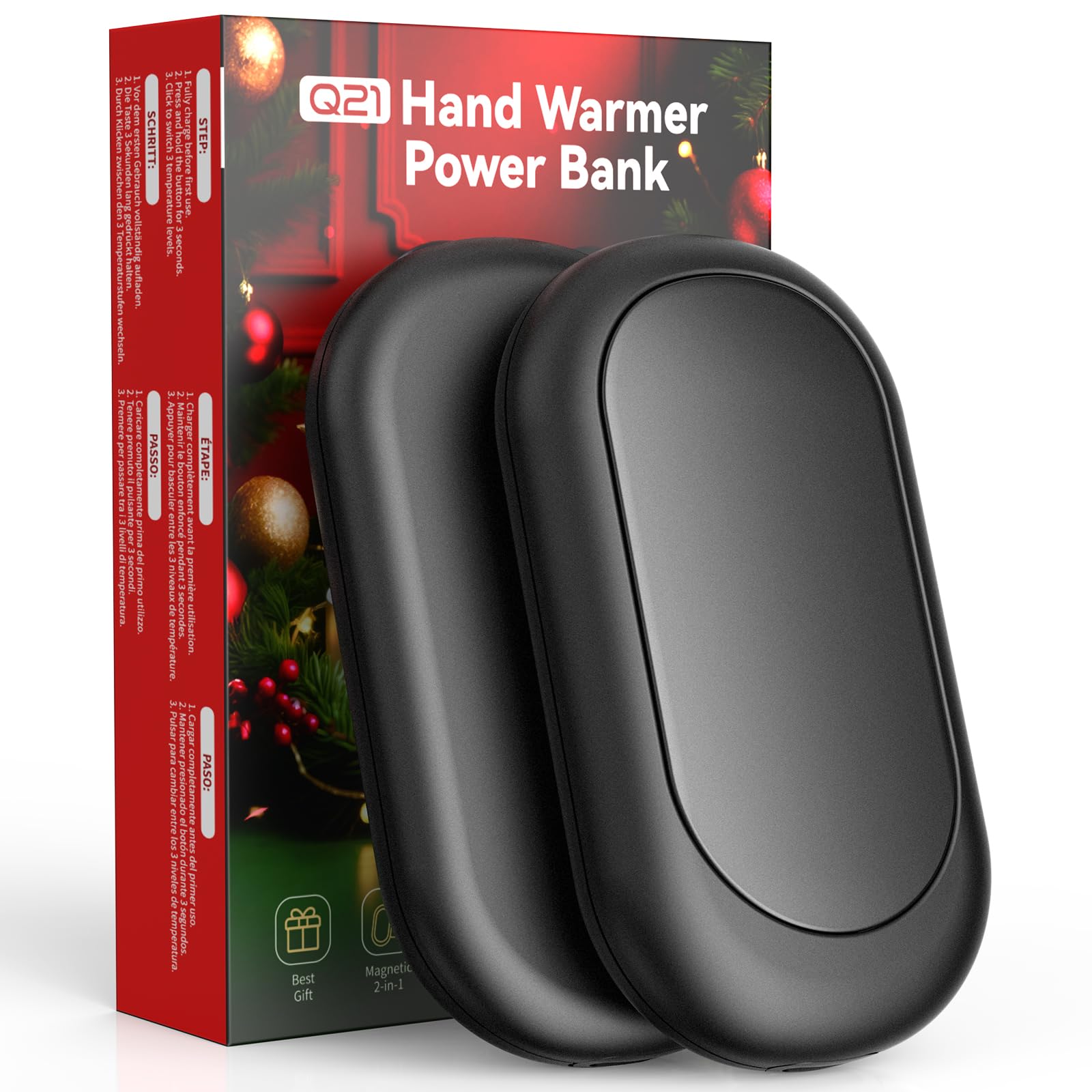 Handwärmer,magnetischer wiederaufladbarer 2-in-1,für Outdoor,warm Geschenke