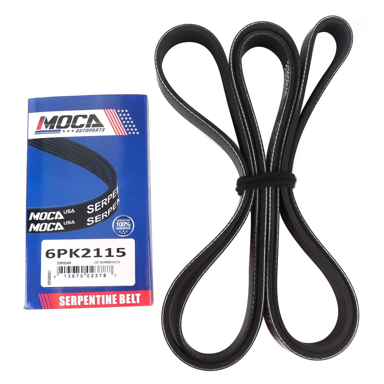 MOCA 6PK2115 Serpentine Belt Fits 06-11 for Buick Lucerne for Cadillac DTS 4.6L &amp; 04-05 for Ford F-150 4.6L 5.4L &amp; 16-17 for Honda HR-V 1.8L &amp; 07-08 for Porsche 911 3.6L &amp; 05-08 Boxster 2.7L