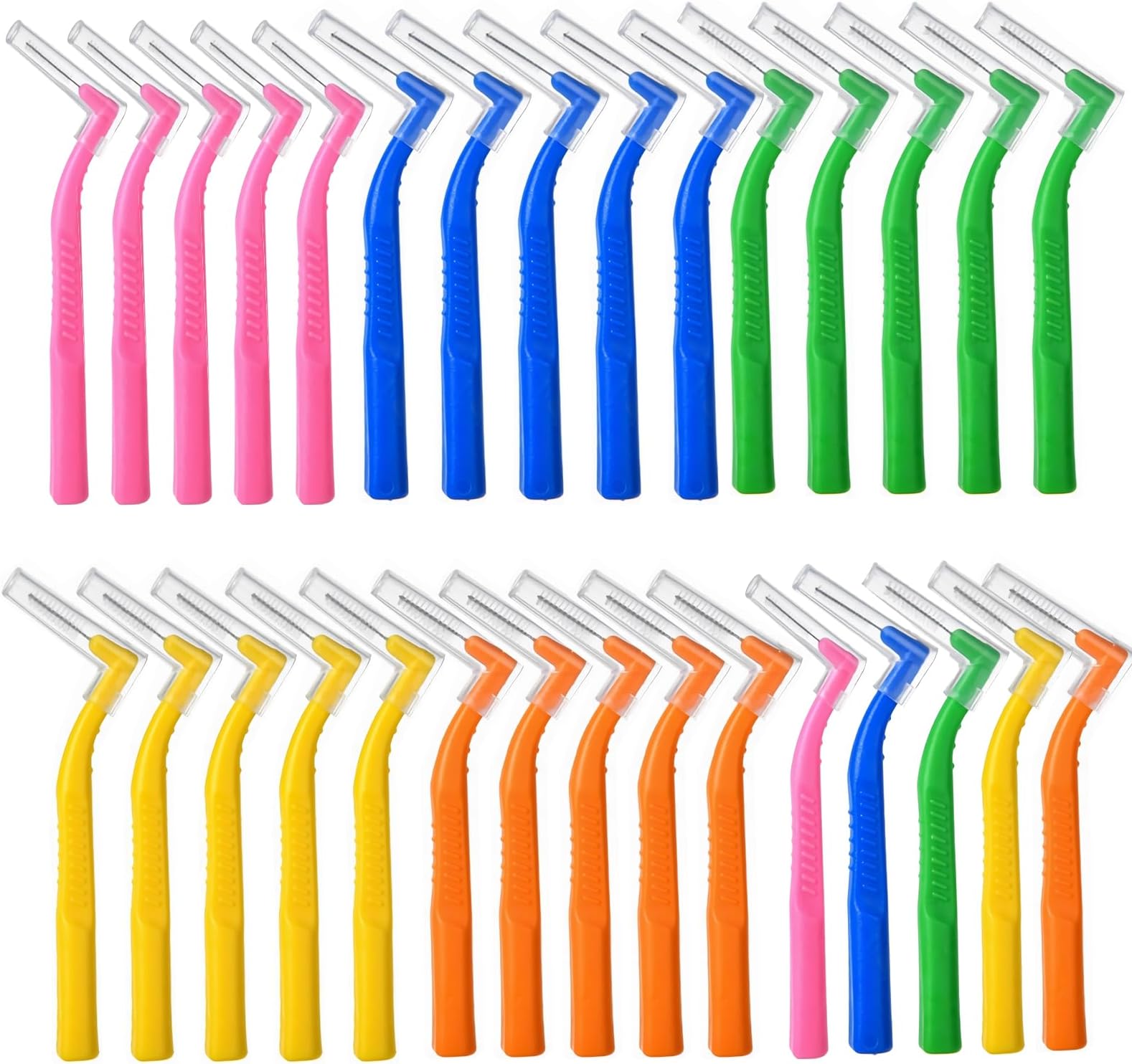 30 Pcs Interdental Brushes Angle, Braces Brush, Dental Floss Brush for Teeth Cleaning, Brushes Dental