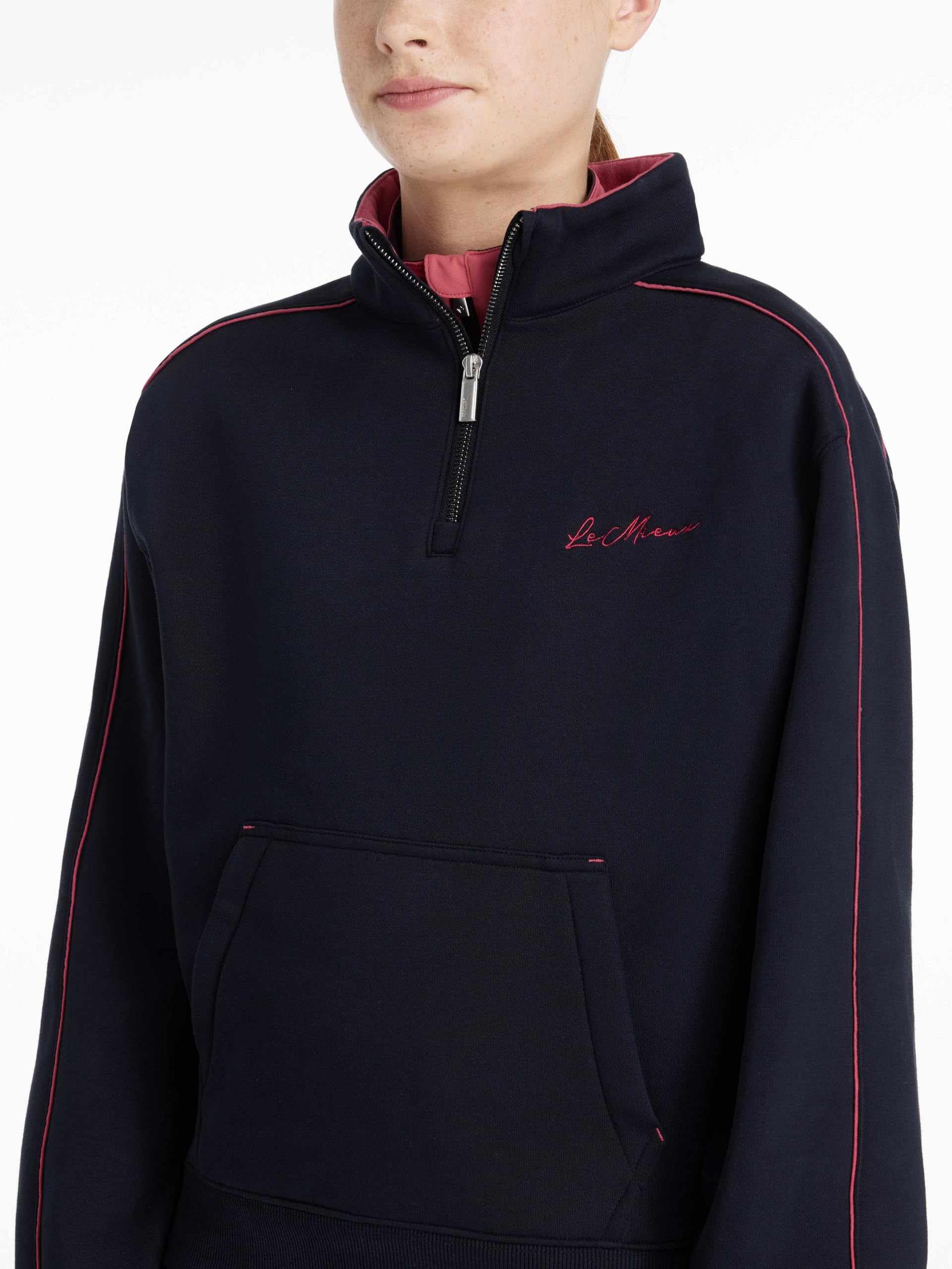LeMieux Young Rider Kate - Felpa con zip a un quarto, per bambini, colore: Navy/Mirtillo rosso