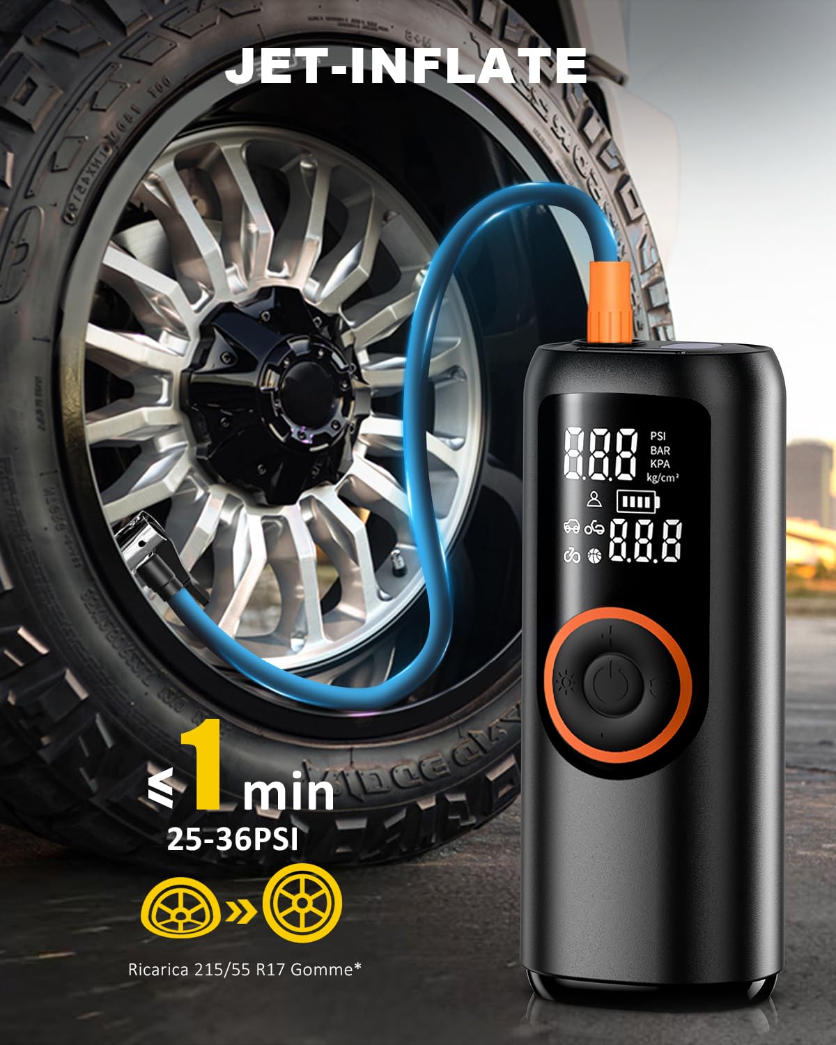 Pompa Aria Elettrica Portatile CYCLAMI 150 PSI – Mini Compressore Ricaricabile Per Pocket Bike E Auto - Foto 3