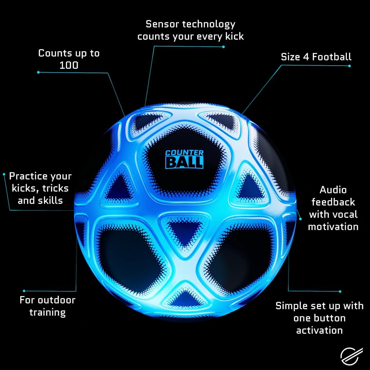 Strikesphere Counter Ball, Light Up Soccer Ball and Trainer, Perfect for Soccer Training and Kids
