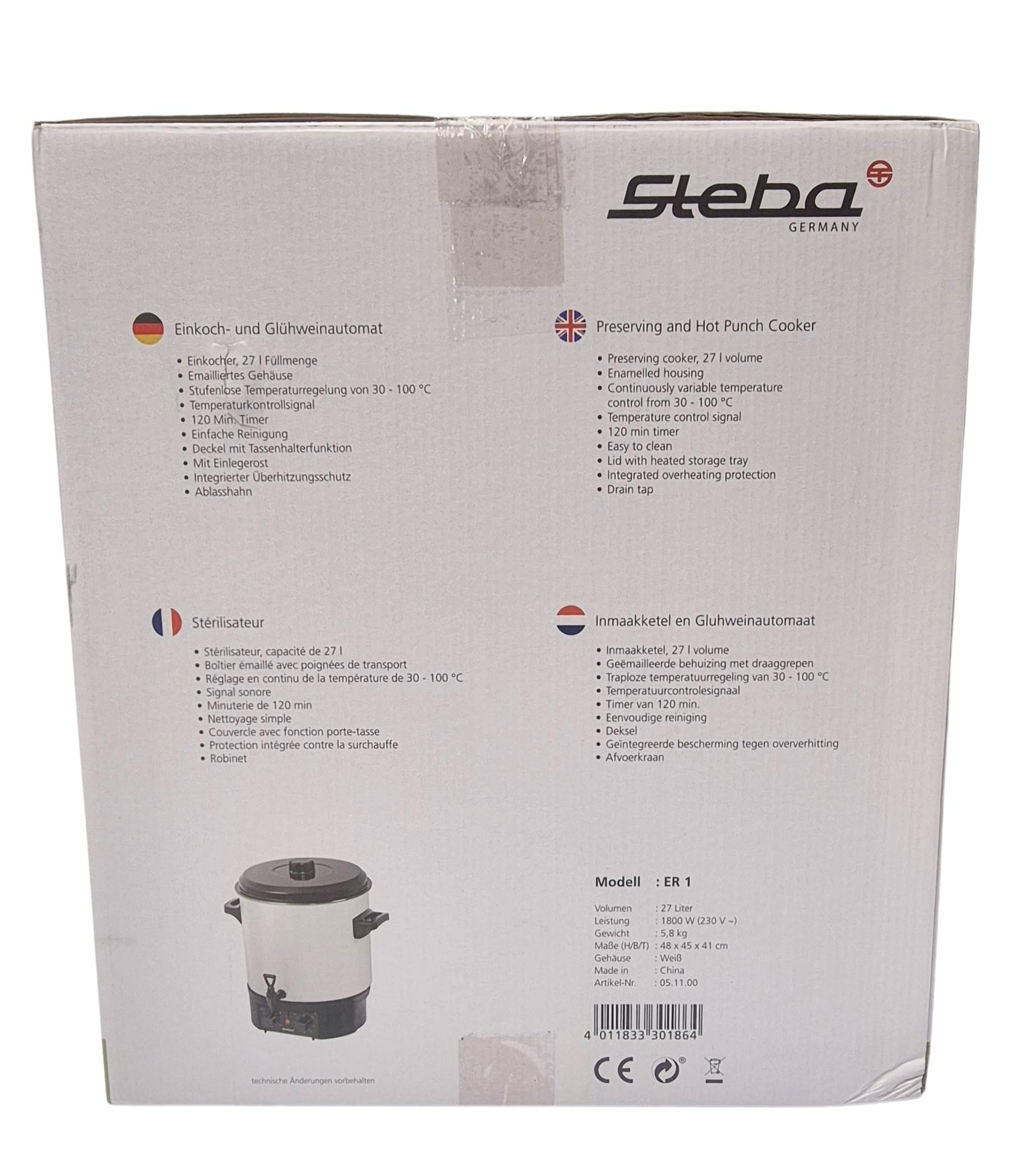 Steba ER 1 Stérilisateur bocaux électrique