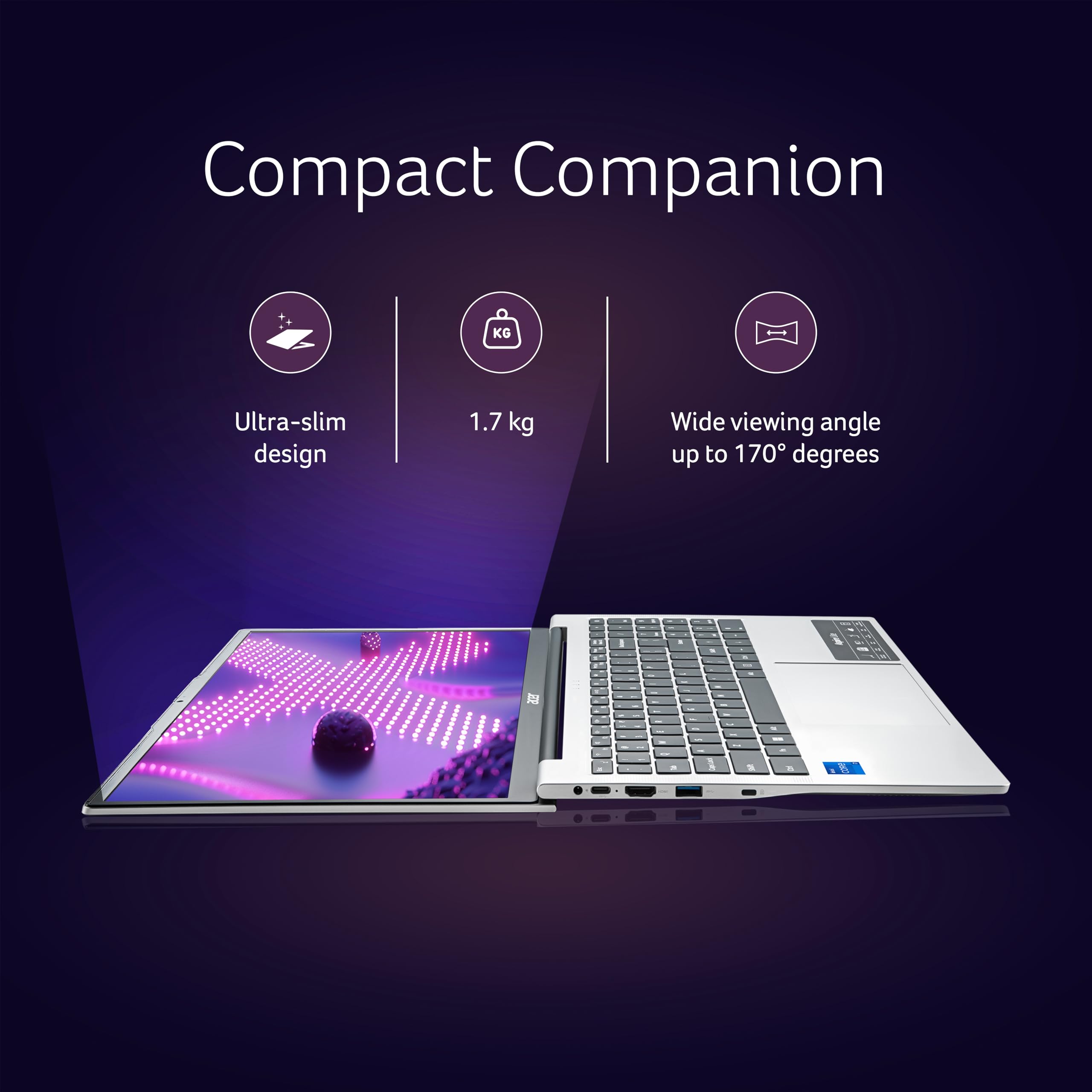 acer Aspire Lite,13th Gen, Intel Core i5-13420H Processor, 16 GB RAM, 512 GB SSD, Full HD IPS, 15.6"/39.62 cm, Windows 11 Home, MS Office, Pure Silver, 1.70 kg, AL15-52H, Thin and Light Laptop — Amazon image 7