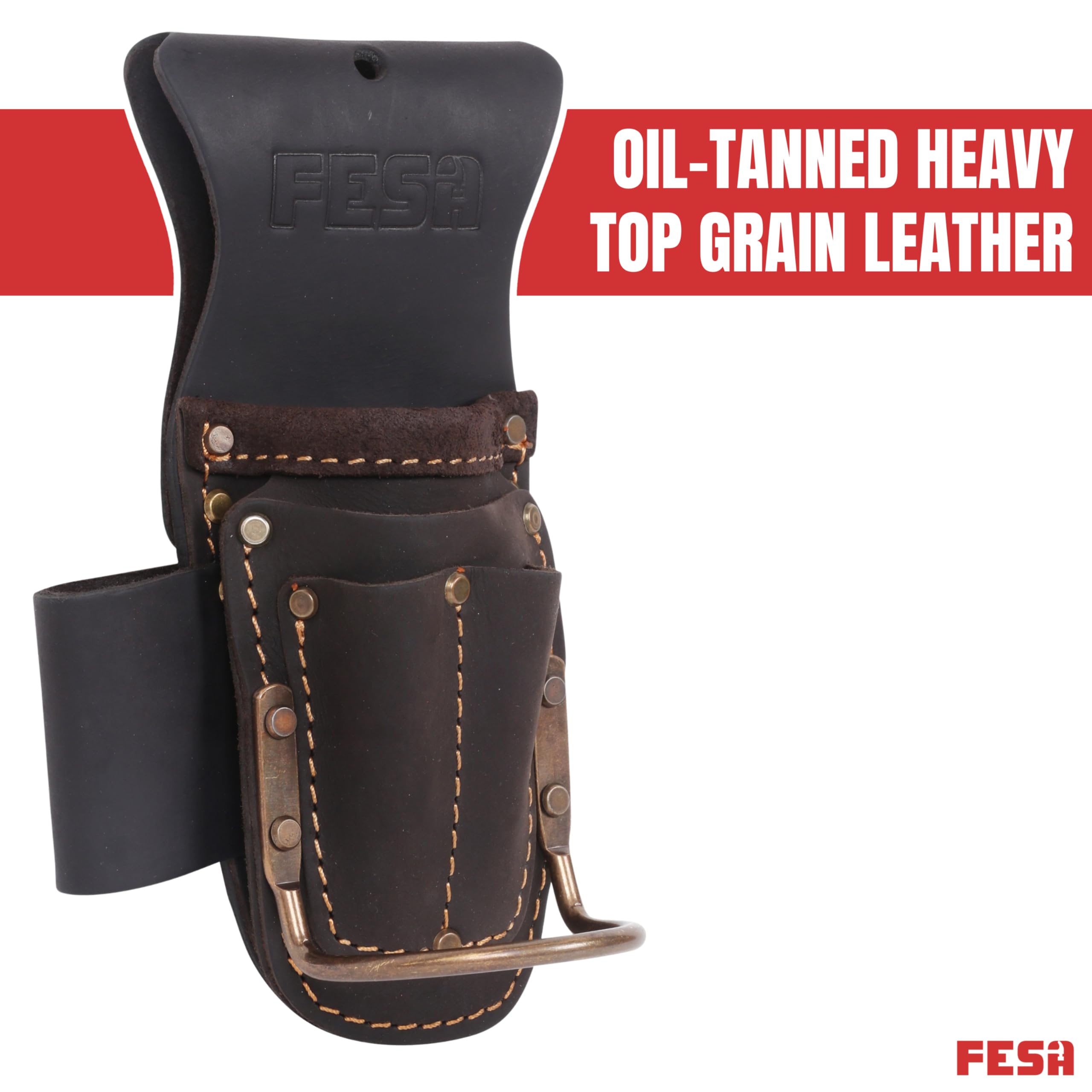 FESA Cintura portautensili per martello, multitool, pinze e martelli, con tasche per punte da trapano o pennarelli, custodia resistente per piccoli attrezzi per falegnami, clip su qualsiasi cintura