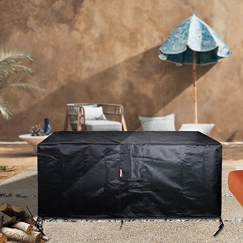 Miniatura 5 de Funda rectangular para hoguera de 44 a 48 pulgadas, resistente al agua, anti rayos UV 600D, resistente para muebles de patio, fogata de gas,