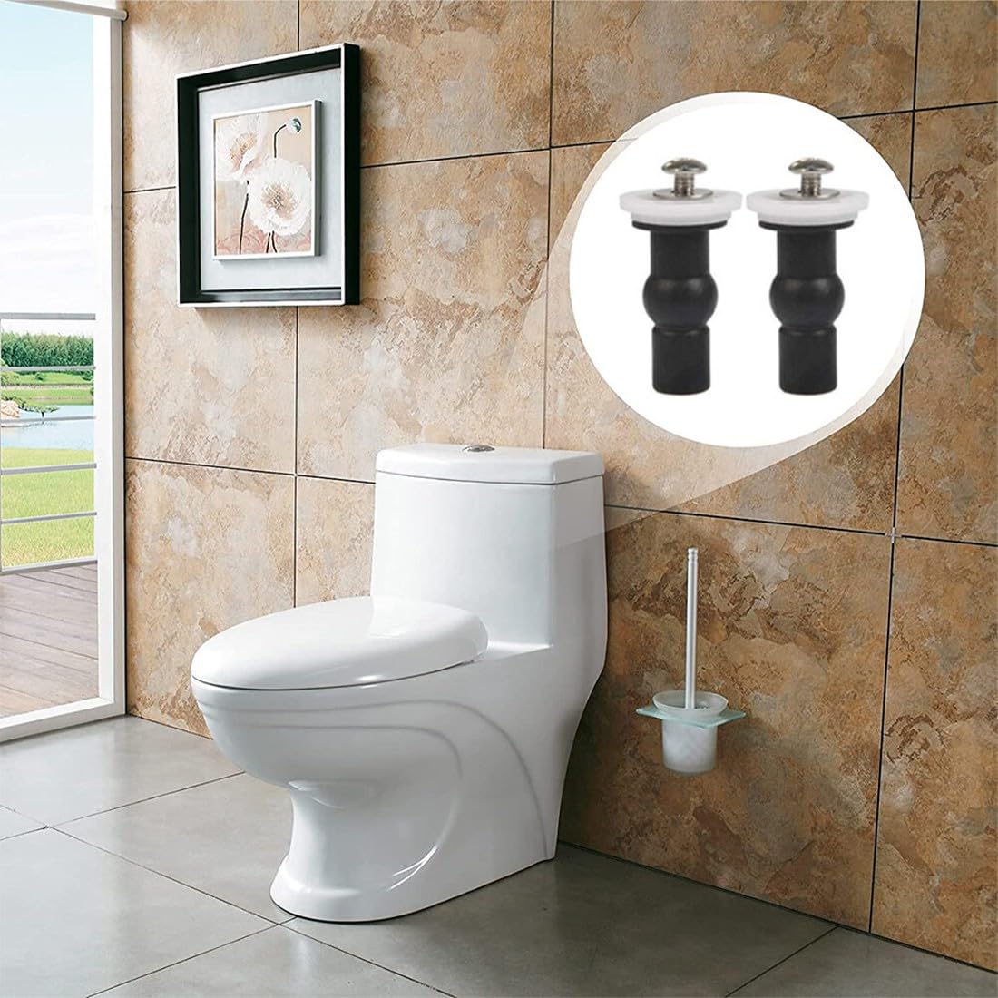 Fissaggi Tavoletta WC,6 Pezzi Fissaggi WC Sedile,Accessori per Sedile,Fissaggio Vite per Sediles,Fissaggio Dado di Gomma per Fissare Tavoletta