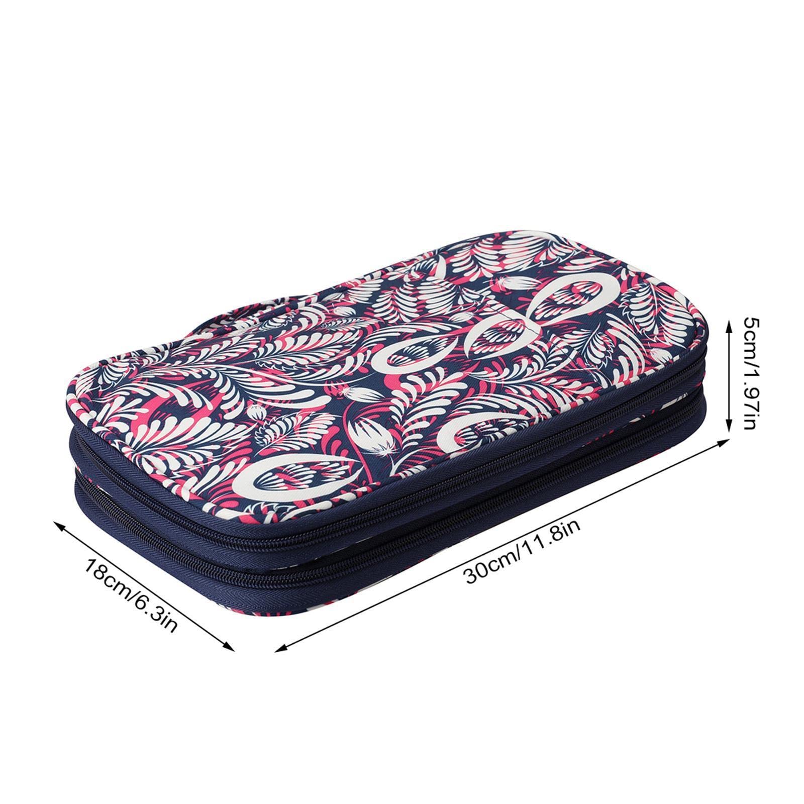 Juego de 3 fundas largas para agujas de tejer Oxford, bolsa de almacenamiento, bolsa de almacenamiento con hojas moradas