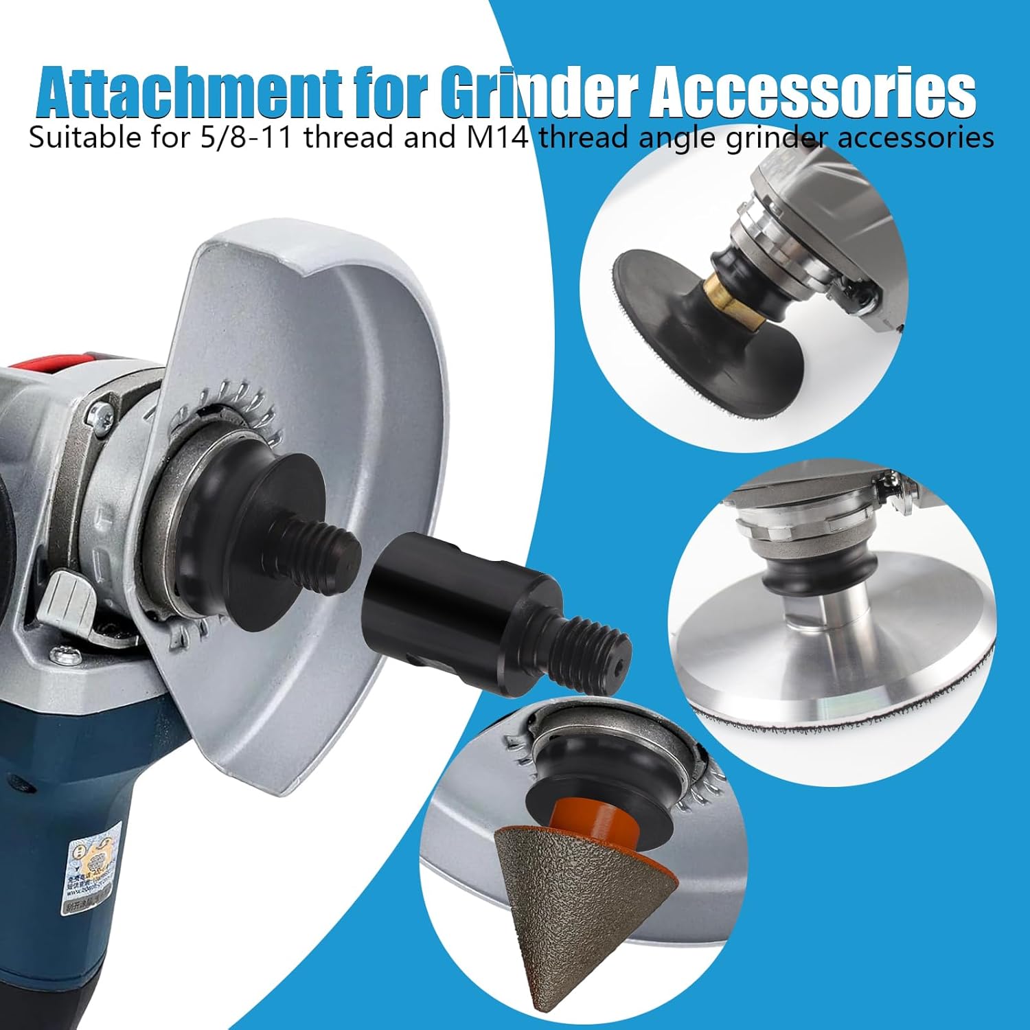 Angle Grinder Lock Kit with 5/8''-11 Threads, Includes 5/8-11 Thread to M14 Extension Rod for BOSCH X-LOCK Angle Grinder Adapter