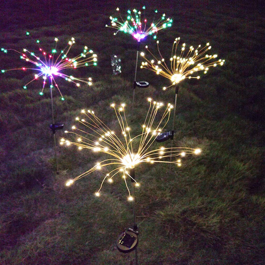 Luci Solari Da Giardino A Forma Di Fuochi D'Artificio – 2 Pezzi Con 85 LED Colorati, Impermeabile IP65, Per Esterno, Giardino E Feste