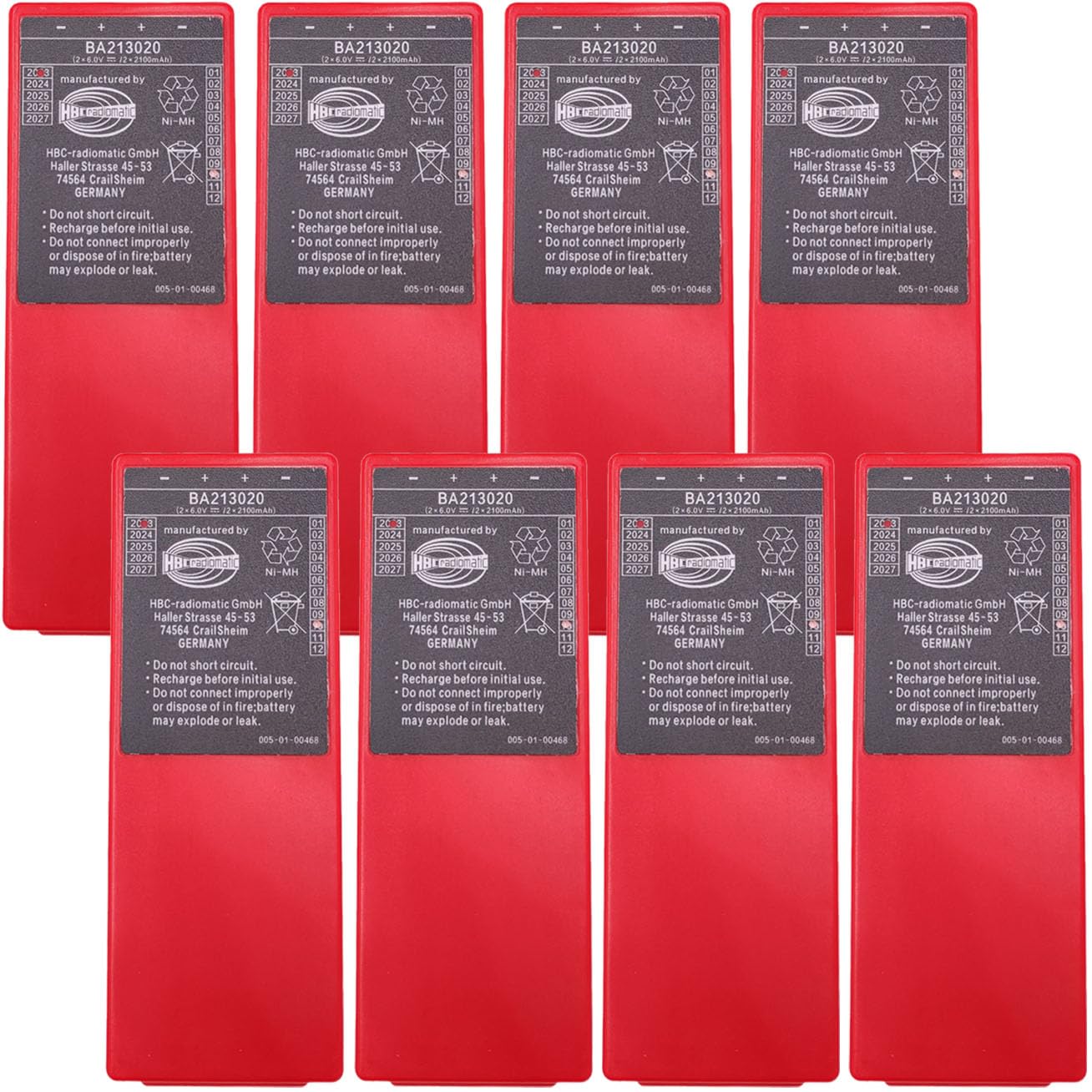 8-Pack 2100mAh 6V HBC BA213020 Ni-MH Rechargeable Battery Replacement for BA213030 BA214060 BA214061 FUB10AA HBC Crane Remote Control