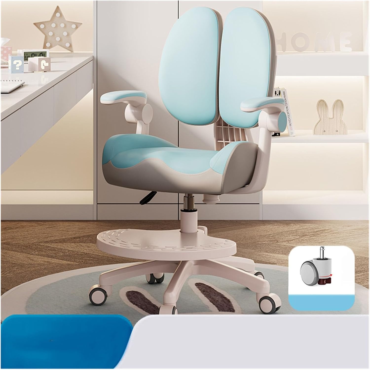 Office Computer Office Desk Chair - Upgraded Kids Office Chairs, Height and Depth Adjustable Kids Computer Chair, Folding Writing Chair for Home, Cute Kids Study Chair(Blue)