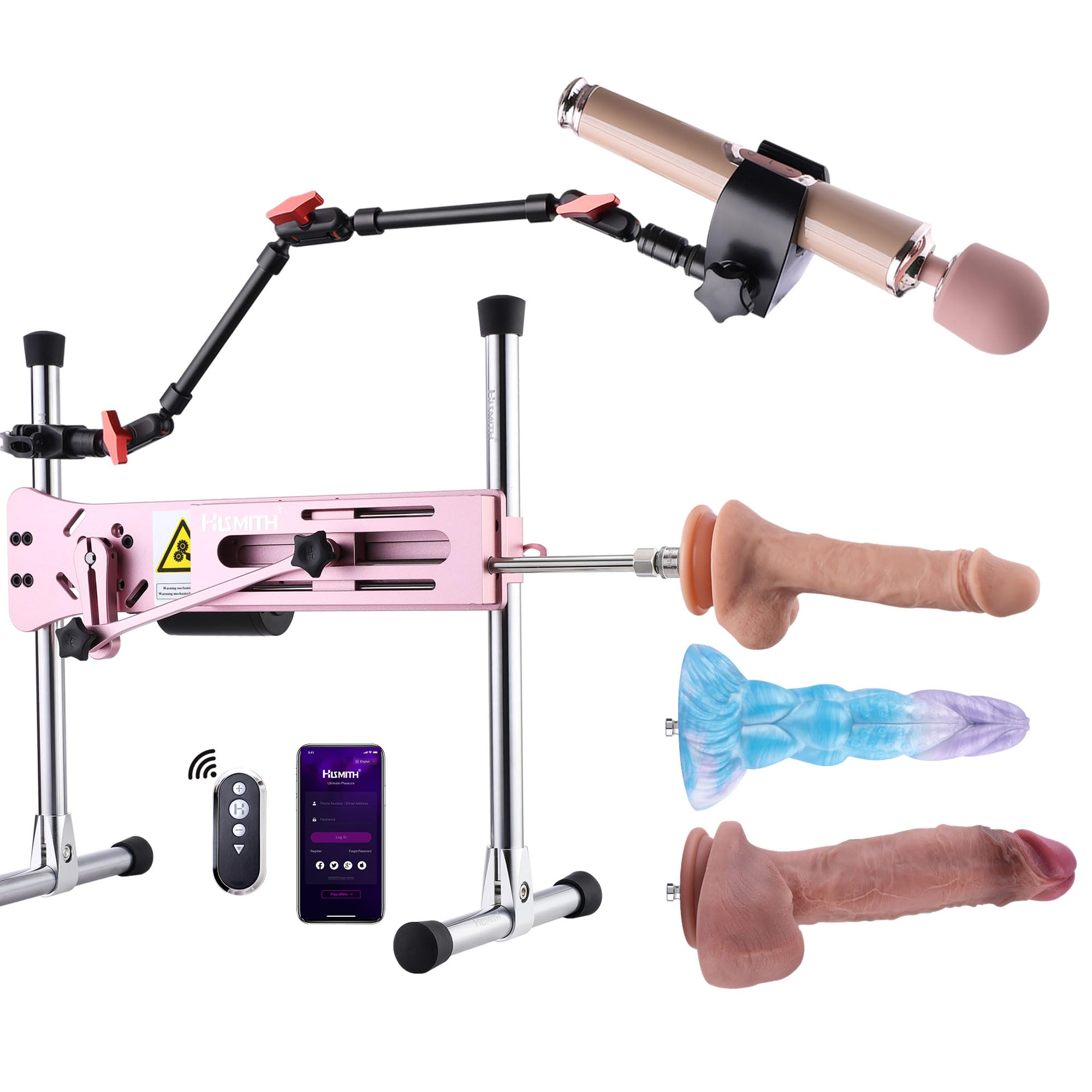 Hismith Advanced Sex Machine for Couples 100W APP-Controlled Thrusting Love Machine with Multi-Angle Bend Clamp Double Stimulation Kit