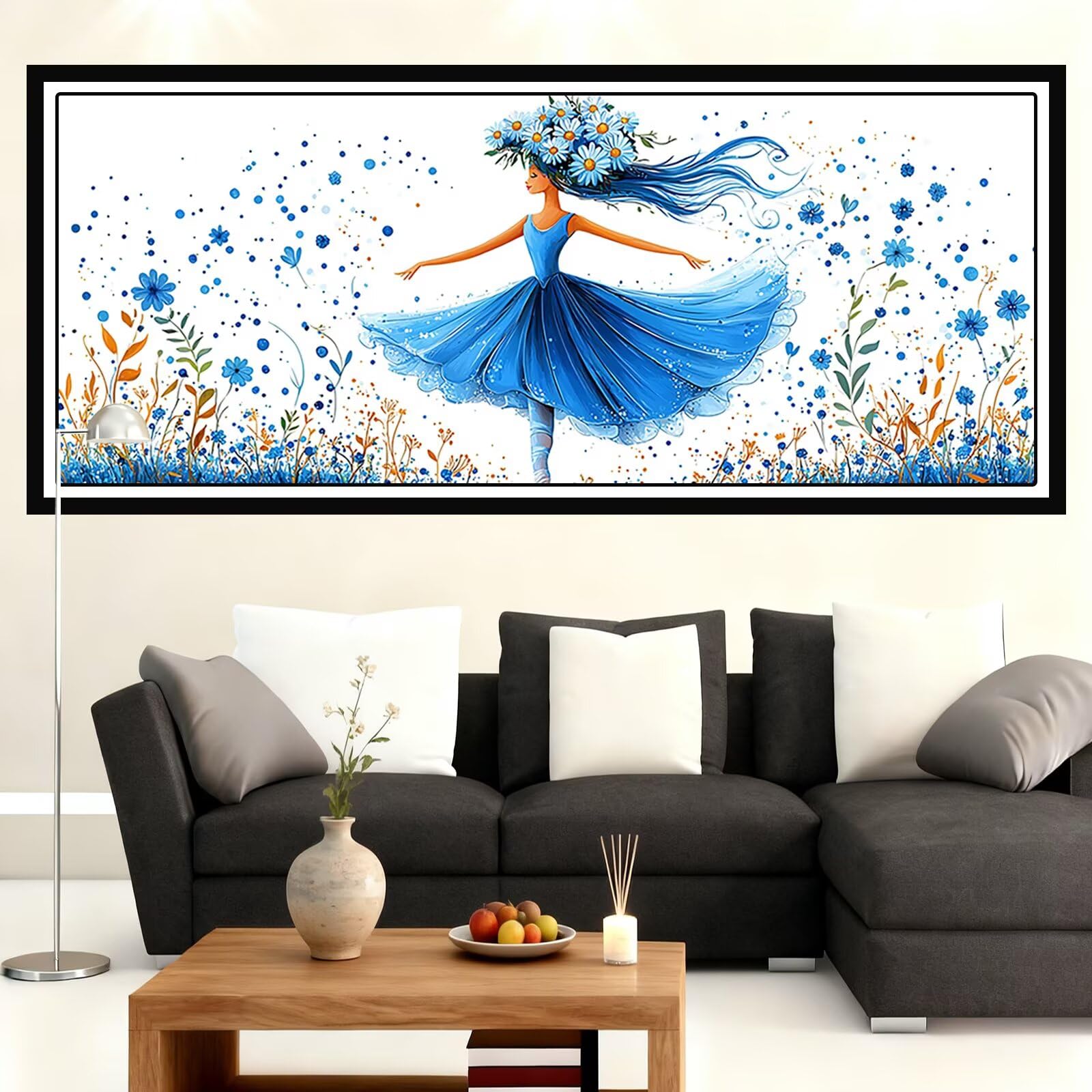 Malowanie według numerów Dorośli Balet 180x70cm XXL Malowanie według numerów Dorośli Kwiaty Zestaw, DIY Zestaw DIY Malowanie według numerów Zawiera pędzle i Pigment Akrylowy Prezent Kobieta Dekoracja
