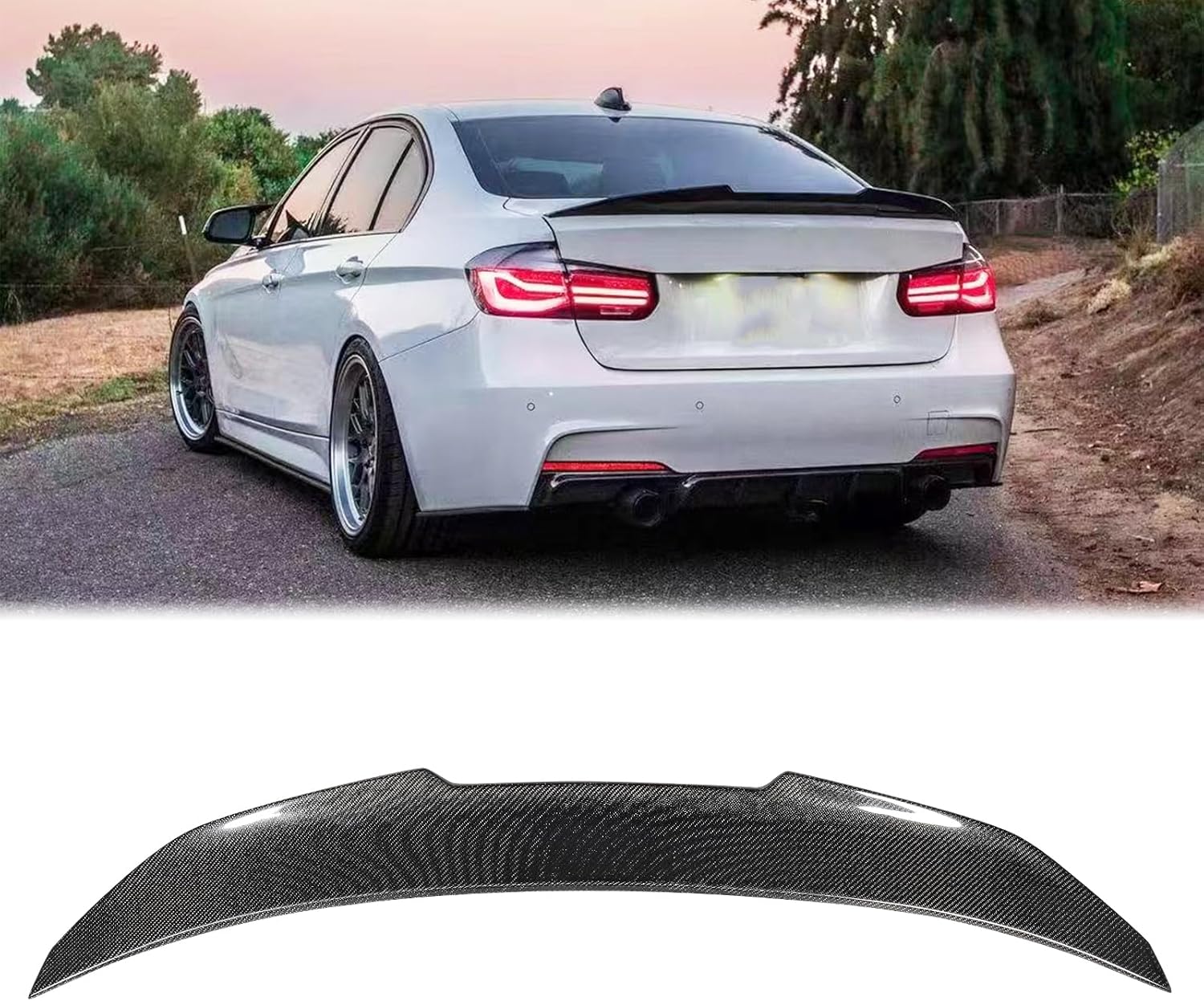 Real Carbon Fiber Rear Spoiler Wing Compatible with BMW 3 Series F30 320i 328i 328d 330i 335i 340i 2012-2018, Rear Trunk Spoiler for BMW M3 F80 2015-2018