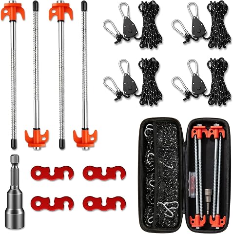 Heavy Duty Screw in Tent Stakes, Metal Camping Anchors wi...