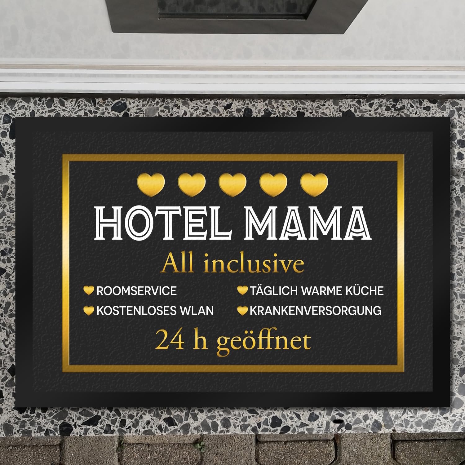 speecheese Hotel Mama - All Inclusive Fußmatte XXL in 50x75 cm als schöne und lustige Geschenkidee zum Muttertag oder Geburtstag für Deine Liebe Mama