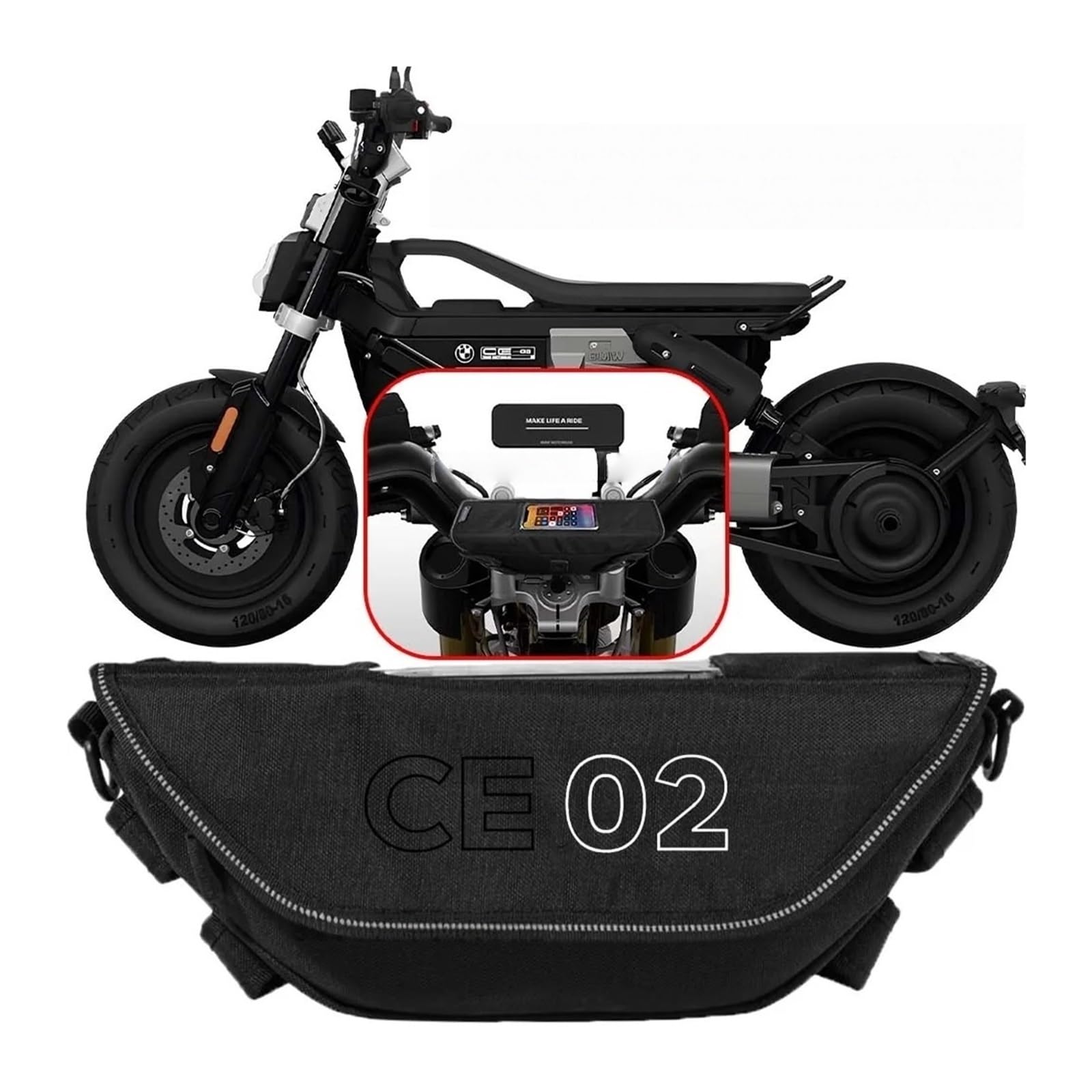 Motorrad-Lenker-Aufbewahrungstasche Für BM@&W CE02 Ce02 Motorradzubehör Werkzeugtasche wasserdichte Und Staubdichte Praktische Lenkertasche Für Unterwegs(Aa-1)