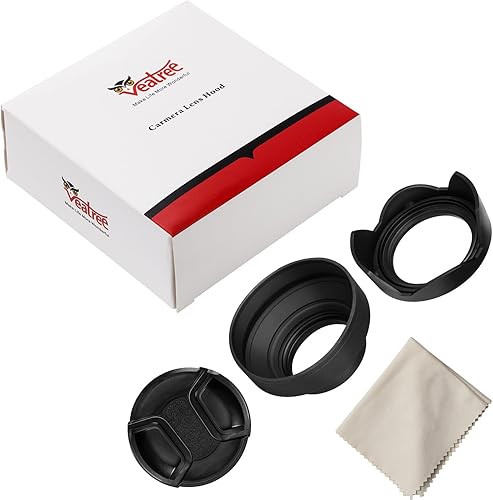 Miniatura 7 de Veatree Juego de parasol de lente de 2.638 in, parasol de goma plegable con rosca de filtro + parasol reversible de flor de tulipán + tapa central