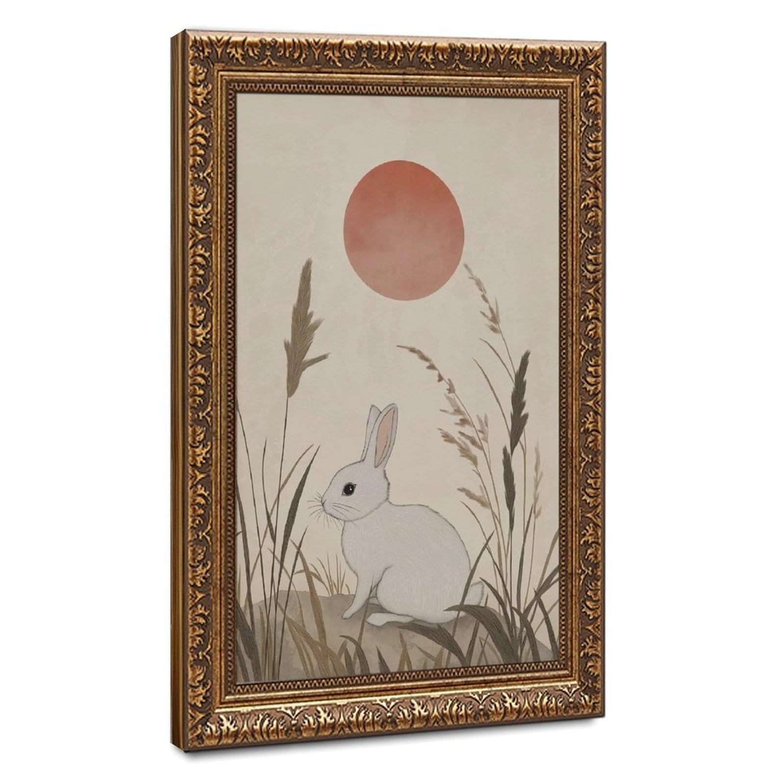 Bareronor Japanese Rabbit Poster Canvas Poster Bedroom Decor Landscape Office Room Decor Gift 12" L X 18" W