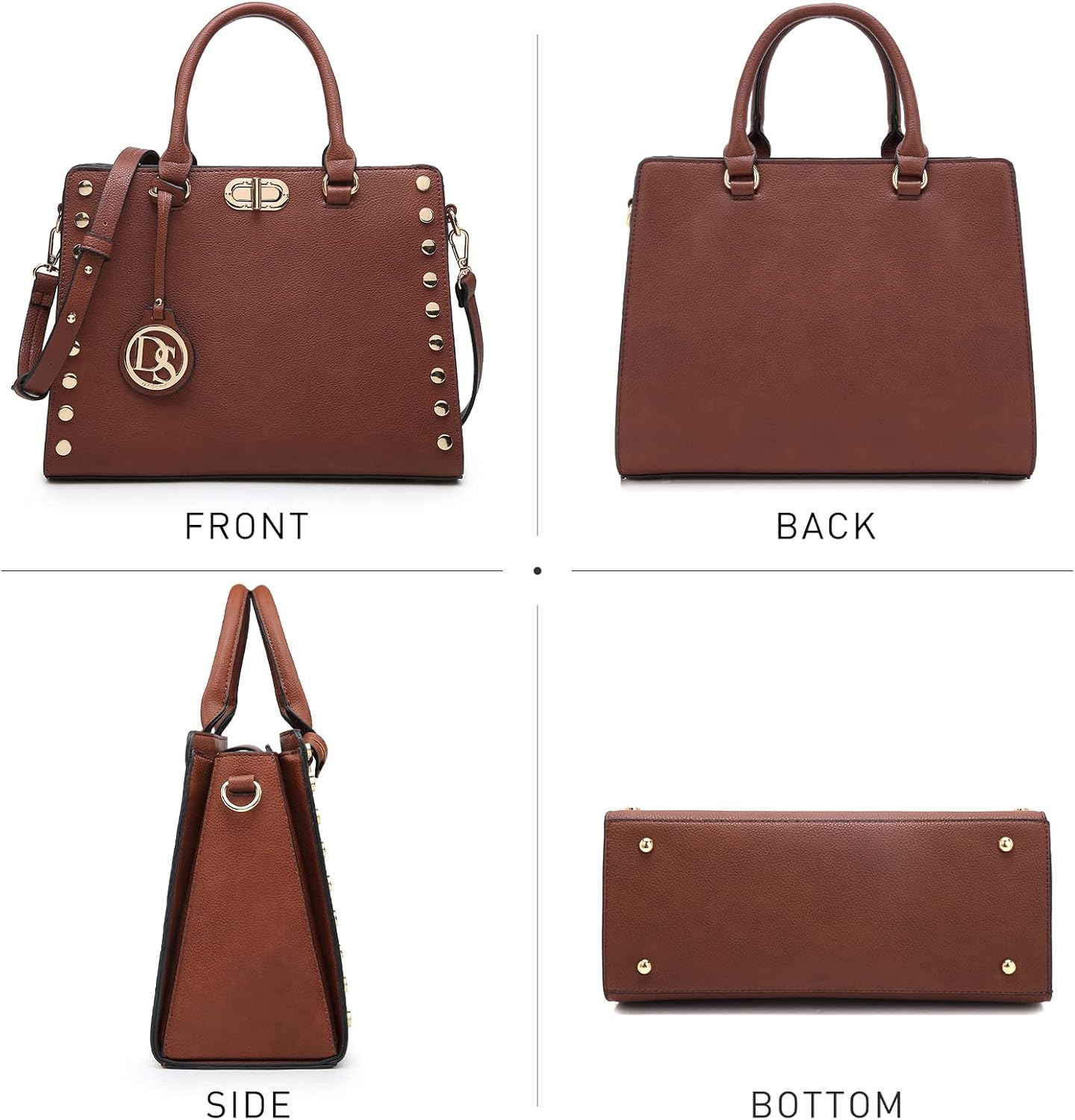 Dasein Women Medium Satchel Handbag Work Tote Shoulder Bag Top Handle Purse with Matching Clutch 2pcs Set - Image 3