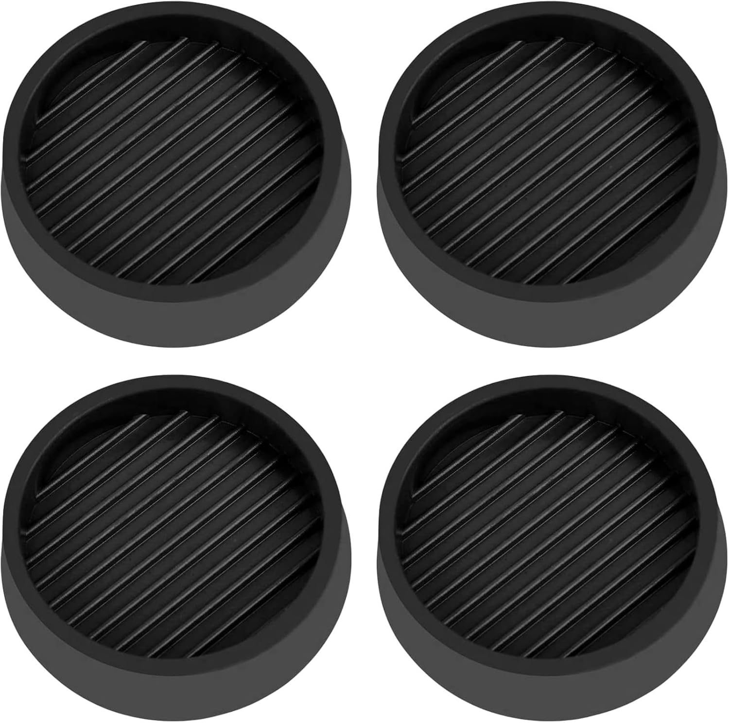 4 Pack 2X2 in Round Rubber Caster Cups, Black Non Slip Furniture Pads, Anti Skid Furniture Cups, Anti Slide Floor Protector for Couch Bed Table Chair Stoppers