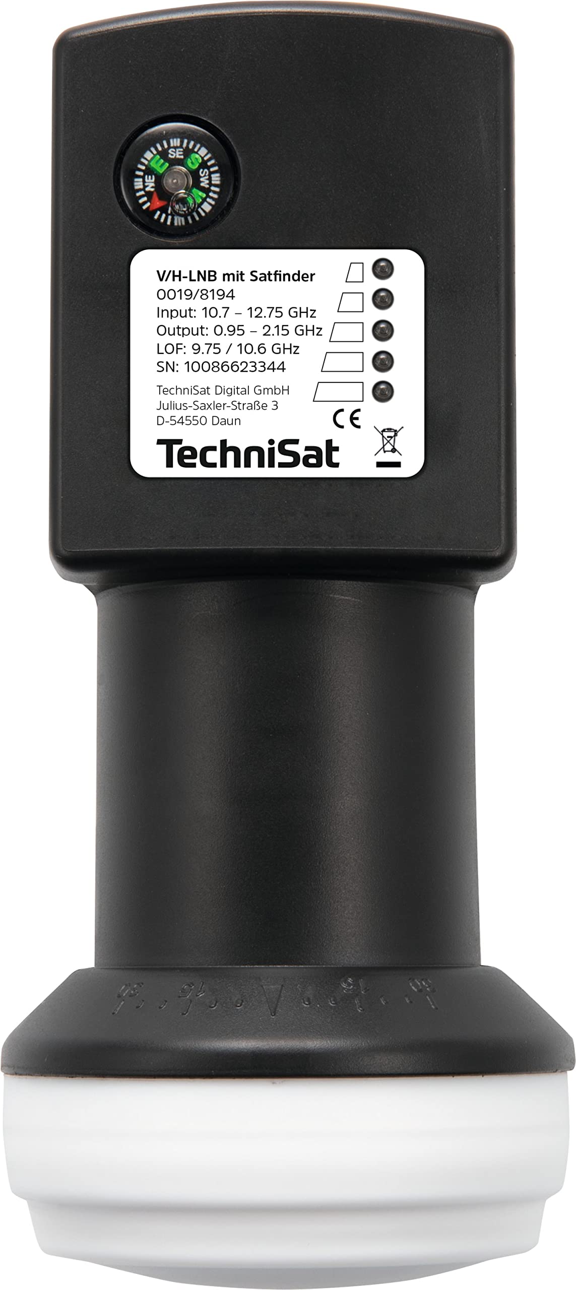 TechniSat Single LNB – 1 partecipante nero – con satellite e filtro LTE (1 volta, digitale, Full HD, UDH, 4K, 3D, qualità premium)