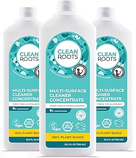 Multi-Surface Cleaner Concentrate – EcoGarantie Certified, 100% Plant-Based Formula, Made with Organic Ingredients, Scent-Free & Hypoallergenic – 25.3 fl oz (750 mL), Pack of 3
