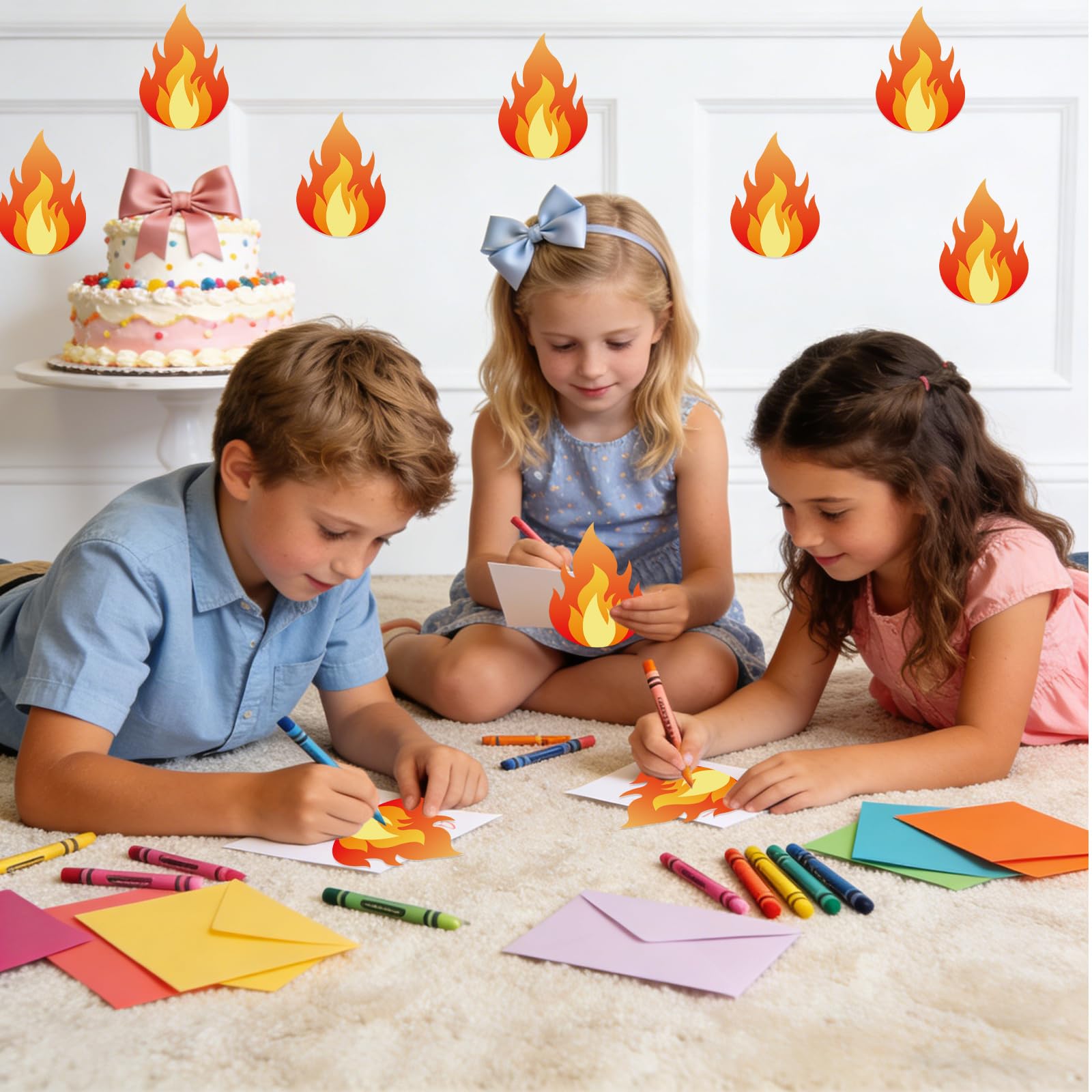 60pz Decorazioni Fiamme 12x8,5cm Carta Doppio Lato Sagome Fuoco per Bacheca Pompiere Tema Camion Decorazione Aule Artigianato