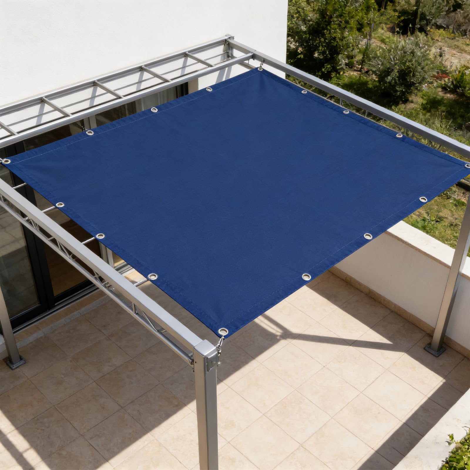 Lona de protección UV de alta calidad, 110 x 1000 cm, 185 g/m², impermeable y resistente al viento, para patio, piscina, jardín, cubierta azul oscuro