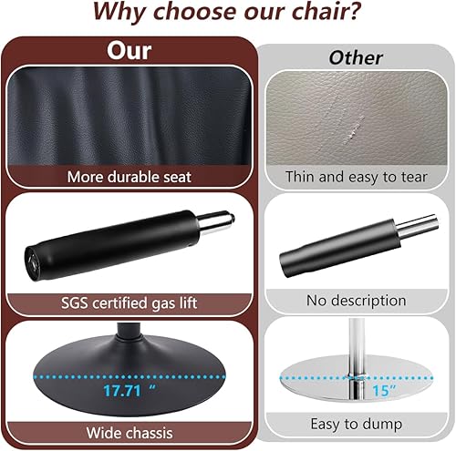 Miniatura 5 de Kidol & Shellder Juego de 2 taburetes de bar, taburetes giratorios ajustables de altura de mostrador con respaldo, sillas de bar modernas tapizadas