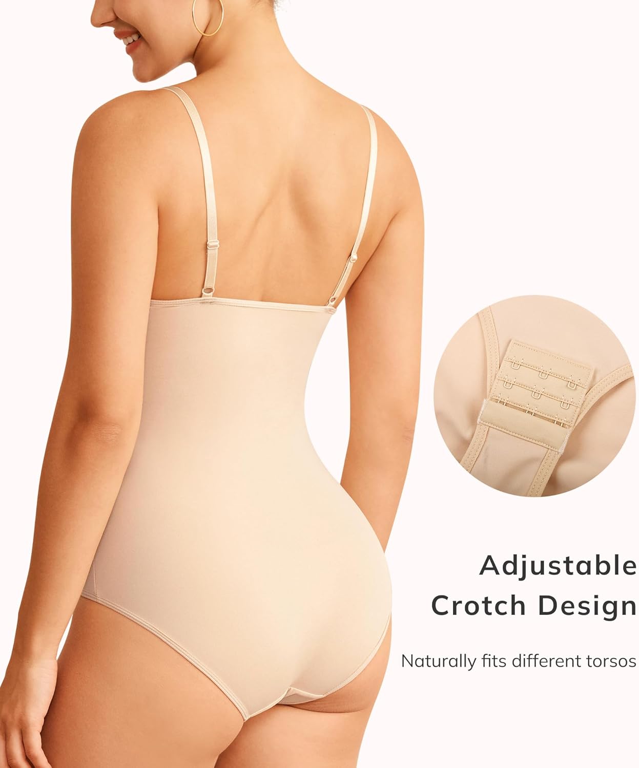 LODAY Shapewear Bodysuits for Women Deep V Neck Body Suit with Built in Bra - Image 3