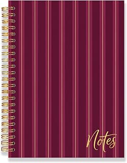 Burgundy Striped Notebook Journal 8.3x5.5, Burgundy Office Supplies,Vintage Wine Red Striped Hardcover Spiral Notebook Journal for Note Taking