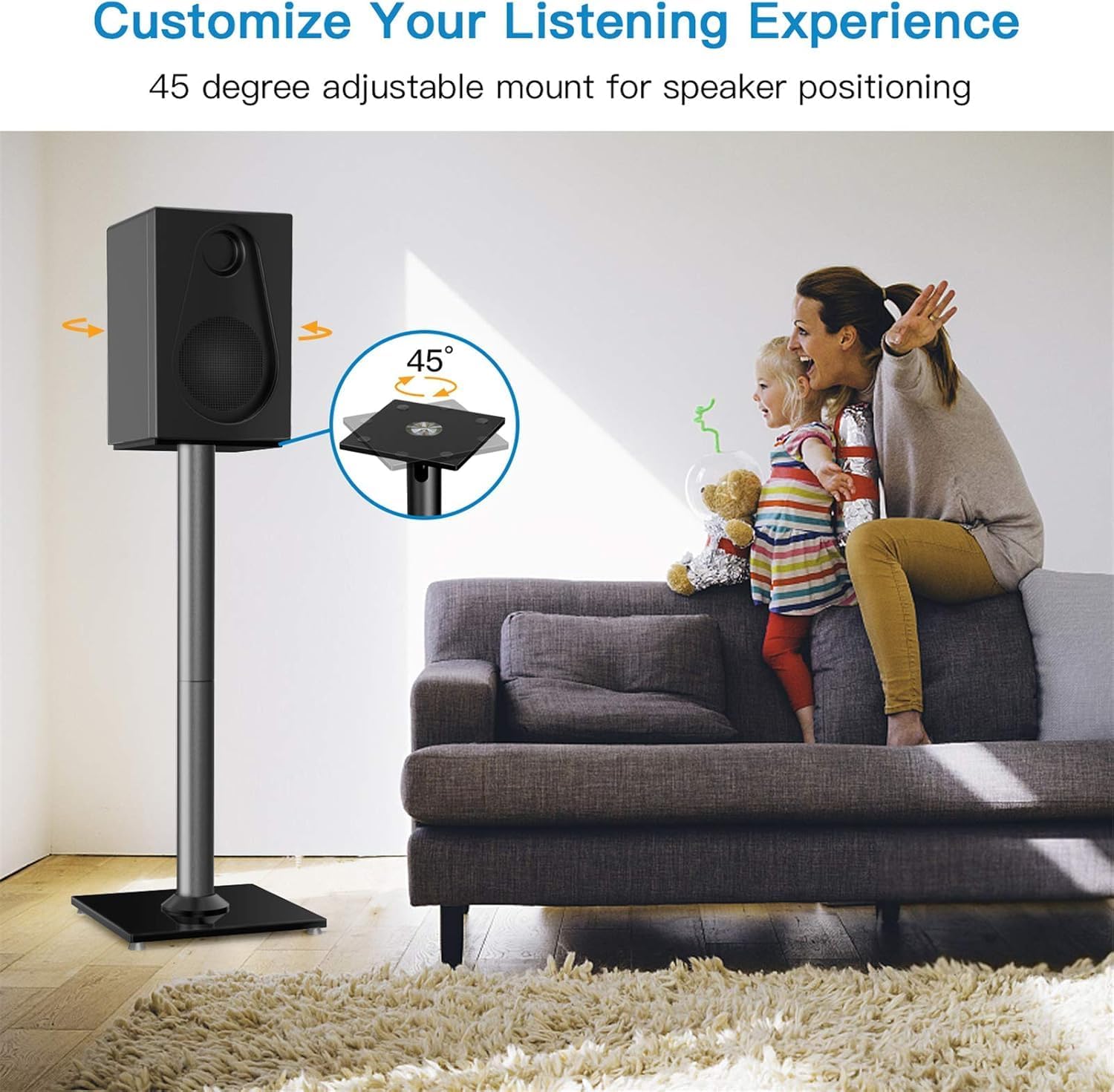 PERLESMITH Supporti universali da pavimento da 60 cm per altoparlanti Surround Sound, Klipsch, Sony, Edifier, Yamaha, Polk e altri diffusori da scaffale, peso fino a 10 kg – 1 paio
