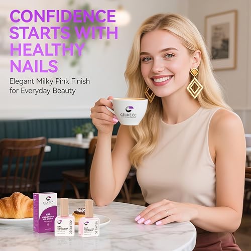Miniatura 3 de Gelike EC Fortalecedor de uñas y esmalte de crecimiento Proteína rosa lechosa y enriquecida con vitaminas Reparación de endurecedor de secado rápido