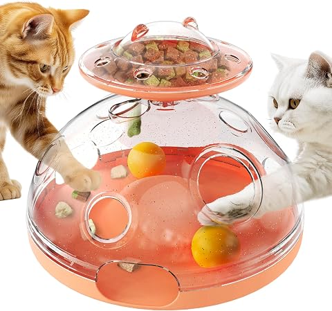 KADTC Large 2-in-1 Cat Puzzle Toy, Spin Treat Dispenser & Foraging Balls