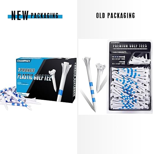Miniatura 13 de CHAHMPKEY Premium 3-Prong Plastic Golf Tees 3-1/4" 120 or 100 Pack- 40% Reduced Ball Contact with High Stability and Long Distance Performance Golf