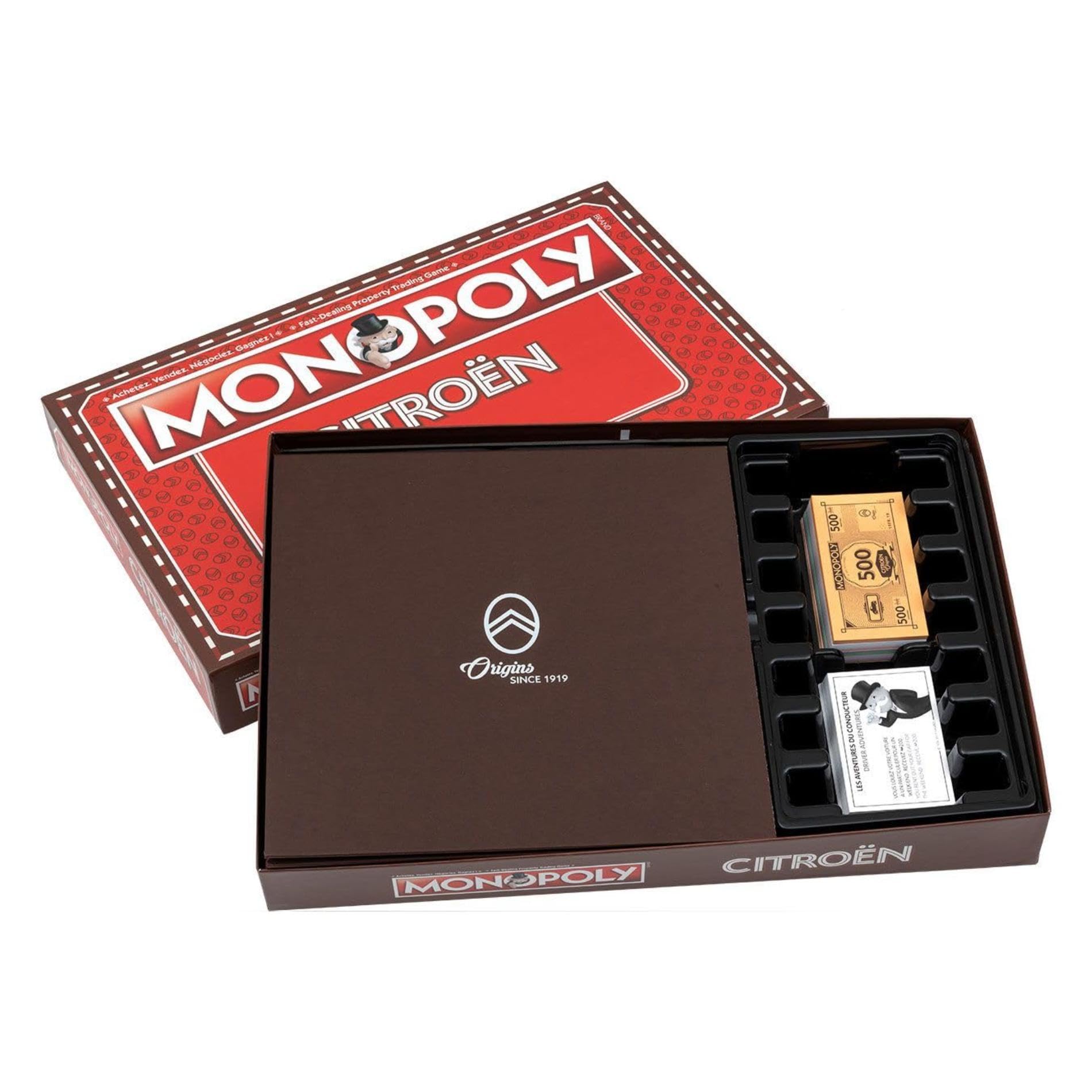 Citroën - Monopoly - Modèle Centenaire Édition Bilingue Français Anglais - Jeu de Société Collector Famille - Idée Cadeau pour Fans de Voitures - Produit Officiel de la Marque