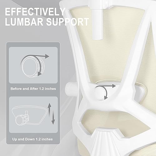 Miniatura 5 de Misolant Ergonomic Office Chair with Footrest, Ergonomic Desk Chair with Adjustable 2D Lumbar Support, High Back Office Chair with Adjustable